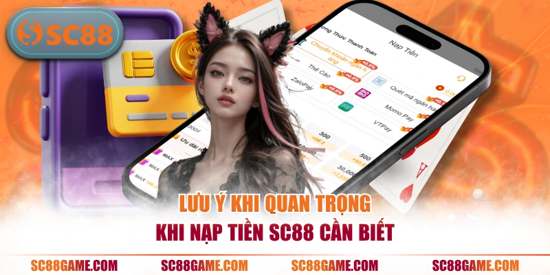 Lưu ý khi quan trọng khi nạp tiền SC88 cần biết